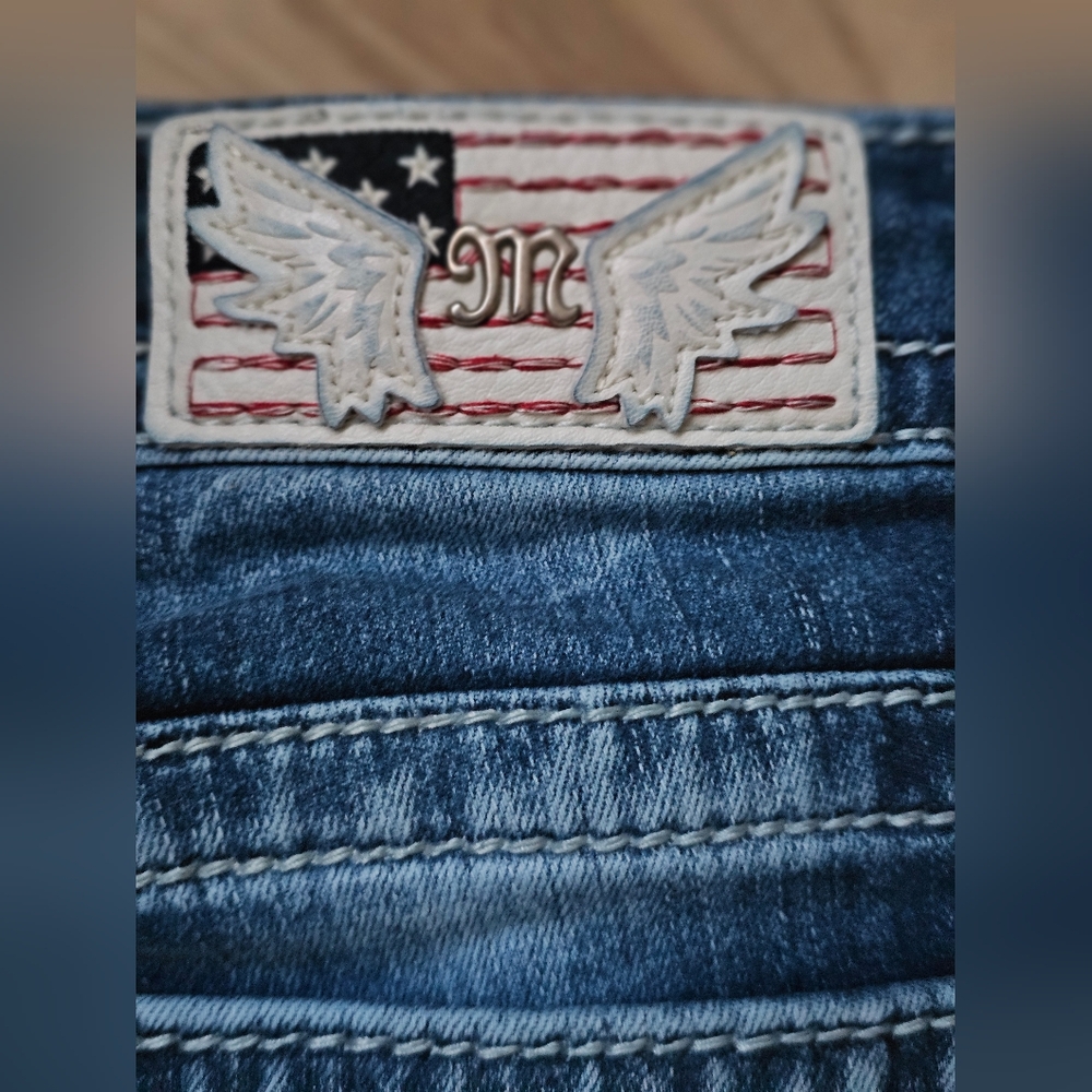 Miss Me Dark Blue Boot Cut Jeans with Decorative Pocket - Picture 5 of 13